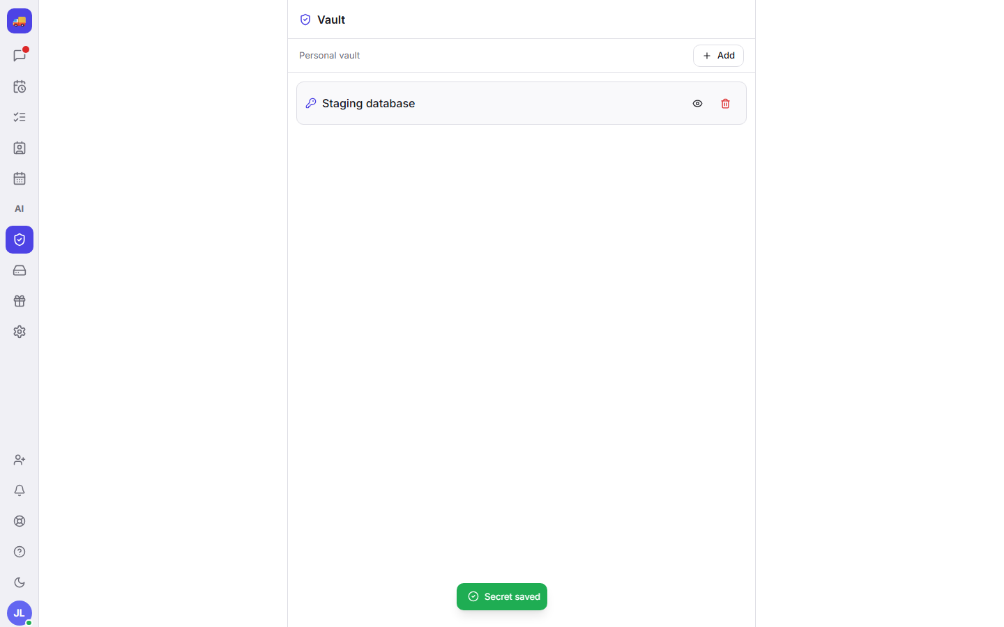 Fada encrypted vault with a private team secret